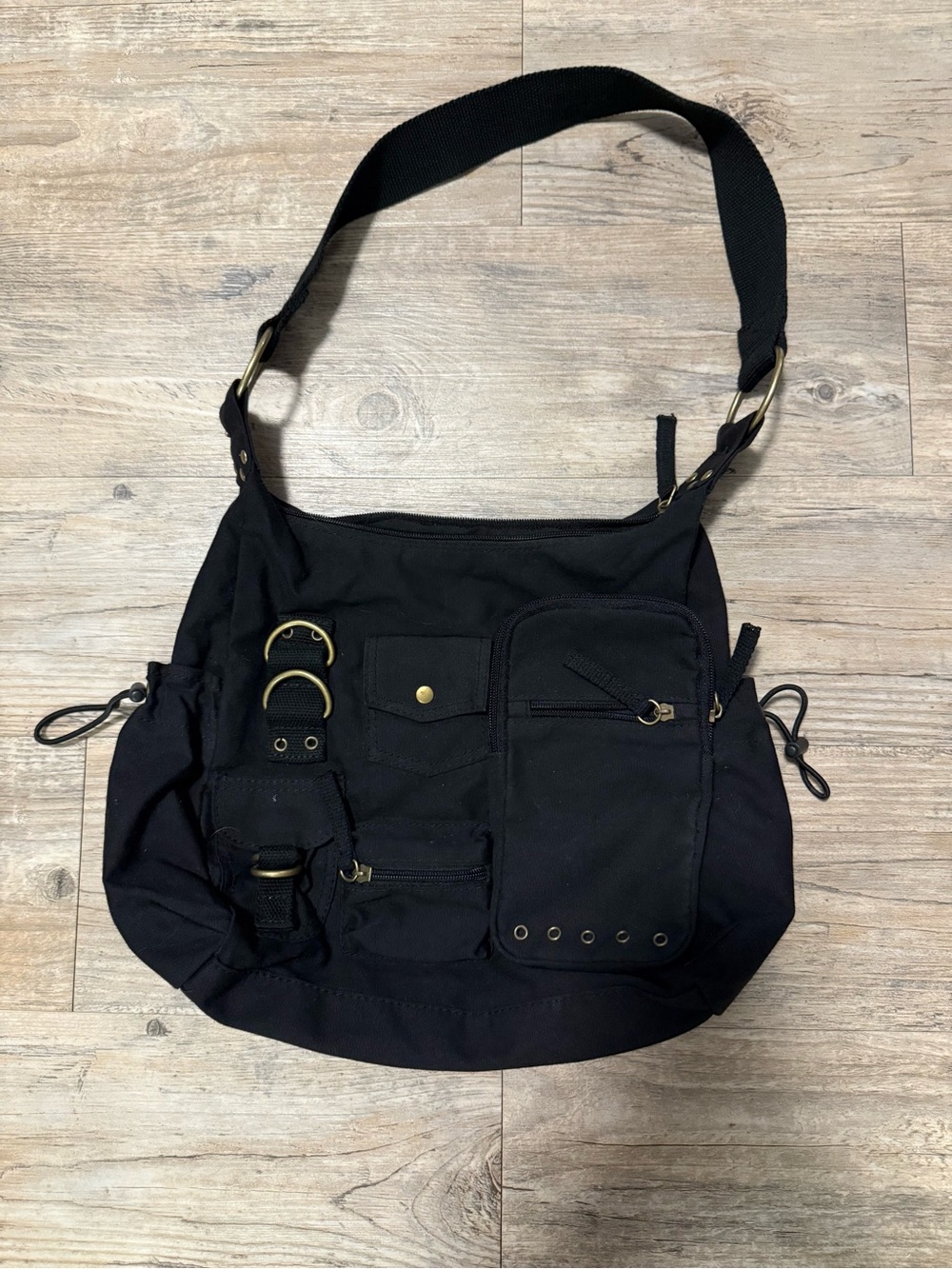 Black Shoulder Bag with Multiple pockets